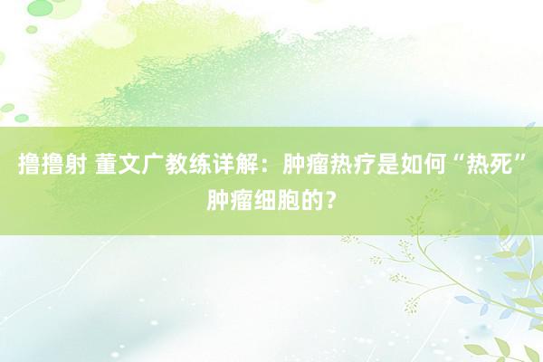 撸撸射 董文广教练详解：肿瘤热疗是如何“热死”肿瘤细胞的？