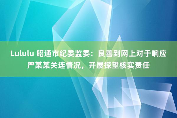 Lululu 昭通市纪委监委：良善到网上对于响应严某某关连情况，开展探望核实责任