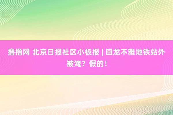 撸撸网 北京日报社区小板报 | 回龙不雅地铁站外被淹？假的！