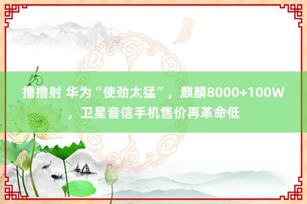 撸撸射 华为“使劲太猛”，麒麟8000+100W，卫星音信手机售价再革命低