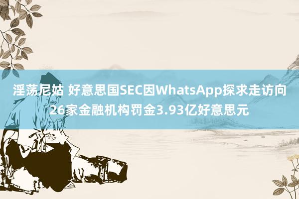 淫荡尼姑 好意思国SEC因WhatsApp探求走访向26家金融机构罚金3.93亿好意思元