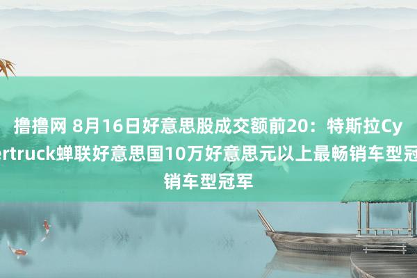 撸撸网 8月16日好意思股成交额前20：特斯拉Cybertruck蝉联好意思国10万好意思元以上最畅销车型冠军