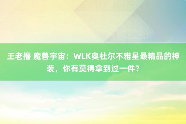 王老撸 魔兽宇宙：WLK奥杜尔不雅星最精品的神装，你有莫得拿到过一件？