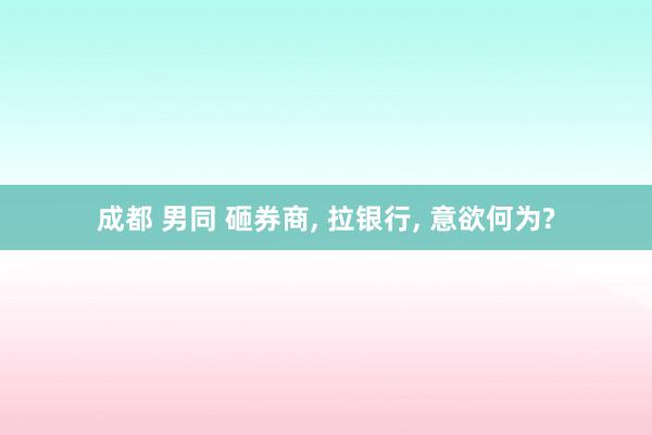 成都 男同 砸券商, 拉银行, 意欲何为?