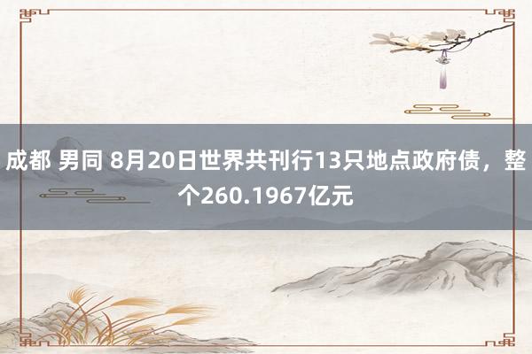 成都 男同 8月20日世界共刊行13只地点政府债，整个260.1967亿元